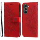 For Huawei nova 10 7-petal Flowers Embossing Leather Phone Case(Red) - 1