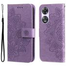 For OPPO A58 5G 7-petal Flowers Embossing Leather Phone Case(Light Purple) - 1