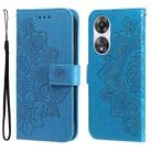 For OPPO A58 5G 7-petal Flowers Embossing Leather Phone Case(Blue) - 1