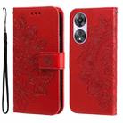 For OPPO A58 5G 7-petal Flowers Embossing Leather Phone Case(Red) - 1