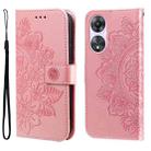 For OPPO A58 5G 7-petal Flowers Embossing Leather Phone Case(Rose Gold) - 1