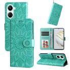 For Huawei nova 10 SE Embossed Sunflower Leather Phone Case(Green) - 1