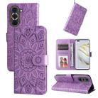 For Huawei nova 10 Pro Embossed Sunflower Leather Phone Case(Purple) - 1