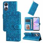 For OPPO A58 5G Embossed Sunflower Leather Phone Case(Blue) - 1