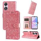 For OPPO A58 5G Embossed Sunflower Leather Phone Case(Rose Gold) - 1