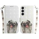 For Samsung Galaxy S23 5G 3D Colored Pattern Flip Leather Phone Case(Pug) - 1