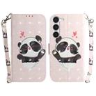 For Samsung Galaxy S23 5G 3D Colored Pattern Flip Leather Phone Case(Heart Panda) - 1