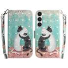For Samsung Galaxy S23 5G 3D Colored Pattern Flip Leather Phone Case(Black White Cat) - 1