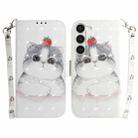For Samsung Galaxy S23 5G 3D Colored Pattern Flip Leather Phone Case(Cute Cat) - 1