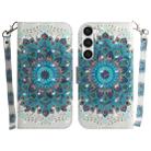 For Samsung Galaxy S23+ 5G 3D Colored Pattern Flip Leather Phone Case(Peacock Wreath) - 1