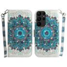 For Samsung Galaxy S23 Ultra 5G 3D Colored Pattern Flip Leather Phone Case(Peacock Wreath) - 1