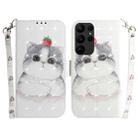 For Samsung Galaxy S23 Ultra 5G 3D Colored Pattern Flip Leather Phone Case(Cute Cat) - 1