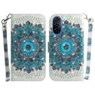 For Huawei nova Y70 Plus 3D Colored Pattern Flip Leather Phone Case(Peacock Wreath) - 1