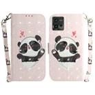 For Motorola Moto G72 3D Colored Pattern Flip Leather Phone Case(Heart Panda) - 1