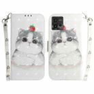 For Motorola Moto G72 3D Colored Pattern Flip Leather Phone Case(Cute Cat) - 1