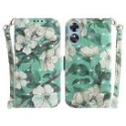 For OPPO A17 3D Colored Pattern Flip Leather Phone Case(Watercolor Flower) - 1