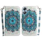 For OPPO A17 3D Colored Pattern Flip Leather Phone Case(Peacock Wreath) - 1