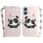 For OPPO A17 3D Colored Pattern Flip Leather Phone Case(Heart Panda) - 1