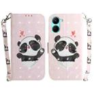 For Realme C33 3D Colored Pattern Flip Leather Phone Case(Heart Panda) - 1