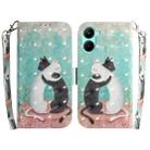 For Realme C33 3D Colored Pattern Flip Leather Phone Case(Black White Cat) - 1