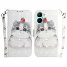 For Realme C33 3D Colored Pattern Flip Leather Phone Case(Cute Cat) - 1