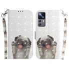 For Xiaomi 12T Pro 3D Colored Pattern Flip Leather Phone Case(Pug) - 1