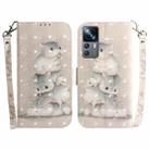 For Xiaomi 12T Pro 3D Colored Pattern Flip Leather Phone Case(Squirrels) - 1