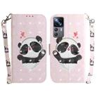 For Xiaomi 12T Pro 3D Colored Pattern Flip Leather Phone Case(Heart Panda) - 1