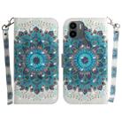 For Xiaomi Redmi A1+ 3D Colored Pattern Flip Leather Phone Case(Peacock Wreath) - 1