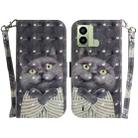 For Tecno Pop 6 Fingerprint 3D Colored Pattern Flip Leather Phone Case(Hug Cat) - 1