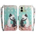 For Tecno Pop 6 Fingerprint 3D Colored Pattern Flip Leather Phone Case(Black White Cat) - 1