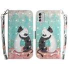 For Nokia G60 3D Colored Pattern Flip Leather Phone Case(Black White Cat) - 1