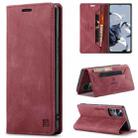 For Xiaomi 12T／12T Pro AutSpace A01 Retro Skin-feel Crazy Horse Texture Leather Phone Case(Wine Red) - 1