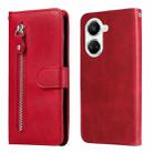 For Huawei nova 10 SE Calf Texture Zipper Leather Phone Case(Red) - 1