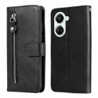 For Huawei nova 10 SE Calf Texture Zipper Leather Phone Case(Black) - 1