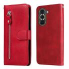 For Huawei nova 10 Calf Texture Zipper Leather Phone Case(Red) - 1