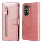 For Huawei nova 10 Calf Texture Zipper Leather Phone Case(Rose Gold) - 1