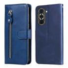 For Huawei nova 10 Calf Texture Zipper Leather Phone Case(Blue) - 1