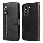 For Huawei nova 10 Pro Calf Texture Zipper Leather Phone Case(Black) - 1