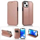 For iPhone 14 Strong Magnetic Closure PU + TPU Leather Phone Case(Rose Gold) - 1