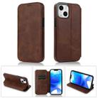 For iPhone 14 Plus Strong Magnetic Closure PU + TPU Leather Phone Case(Brown) - 1