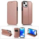 For iPhone 14 Plus Strong Magnetic Closure PU + TPU Leather Phone Case(Rose Gold) - 1