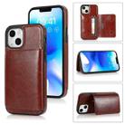 For iPhone 14 Shockproof PU + TPU Phone Case(Brown) - 1