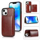 For iPhone 14 Plus Shockproof PU + TPU Phone Case(Brown) - 1