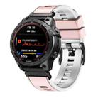 For Garmin Fenix 7 22mm Plain Weave Two-Color Quick Release Silicone Watch Band(Pink White) - 1