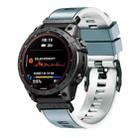 For Garmin Fenix 7 22mm Plain Weave Two-Color Quick Release Silicone Watch Band(Blue Grey White) - 1