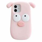 For iPhone 12 3D Cute Pig Silicone Phone Case(Pink) - 1