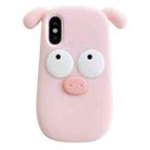 For iPhone X / XS 3D Cute Pig Silicone Phone Case(Pink) - 1