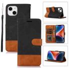 For iPhone 14 Splicing Leather Phone Case(Black) - 1