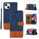 For iPhone 14 Splicing Leather Phone Case(Dark Blue) - 1